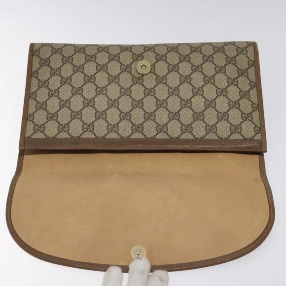 GUCCI GG Supreme Web Sherry Line Clutch Bag PVC Beige Red 89 01 031 Auth 123291 - Picture 14 of 16